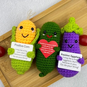 Emotional Positive Support Crochet Gift-Handmade Crochet Pickle/Corn/Eggplant-Home Table Decor- Gift For her/him/Family,Mother's Day gift