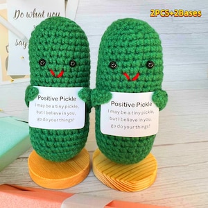 Crochet Positive Pickle Finished Product-Handmade Cheering Gift-Pick me up Gift-Crochet Pickle-Gift for Family/Friends/Team/Class