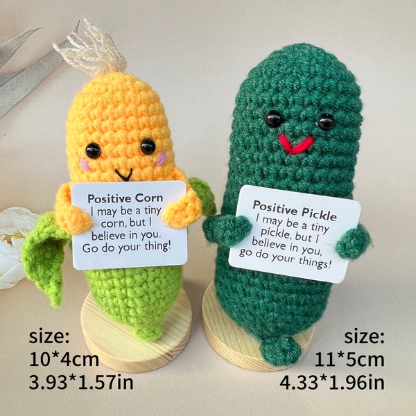 2PCS Positive Corn+Emotional Support Pickle Gift Box-Perfect Gift idea for Plant Lovers-Crochet Desk Ornaments-Mother's Day Gift-Health Gift