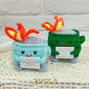 Crochet Dumpster Fire,Encourage Crochet Gift for friends,Everything&#39;s fine Gifts,Thank You Gift,Emotional Support Gifts,Gift of Faith