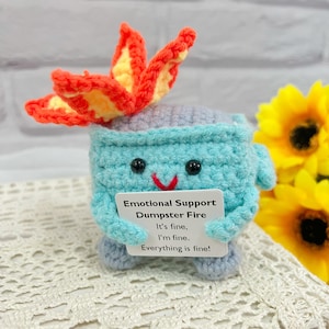 Crochet Dumpster Fire / Sonnenblume Blumentopf, emotionale Unterstützung Pflanze, fördern häkeln Geschenk für Freunde, alles feine Geschenke, danke Geschenk