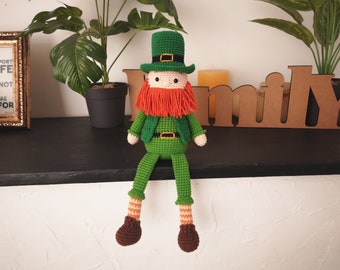 Leprechaun stuffed doll for home, St patricks day decor,  Irish gnome doll