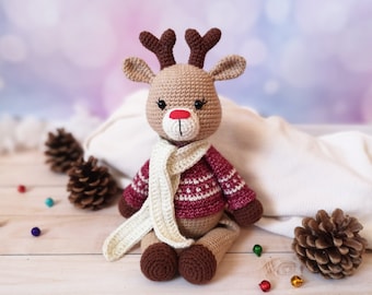Stuffed reindeer toy Handmade soft animal deer for kids