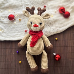 Christmas stuffed reindeer toy First Christmas deer gift for kids Cozy Deer Plush for Toddlers Unique Gift for Baby Showers or Nursery Decor