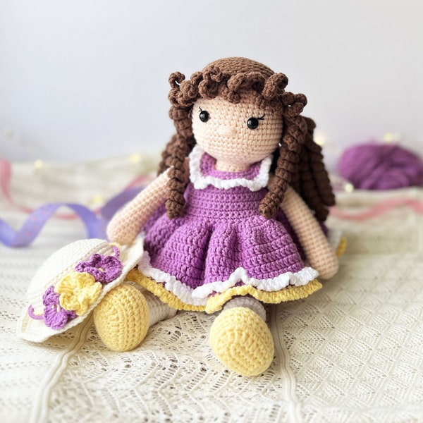 Handmade Crochet Doll with Removable Outfit, Birthday Gift 10 inch tall