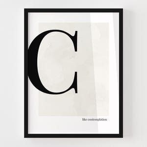 CUSTOM LETTER WALL Decor Letter C - Scandinavian Print Minimalist Wall Art Poster Initial Sign Letter Decor Monogram Capital Alphabet Poster