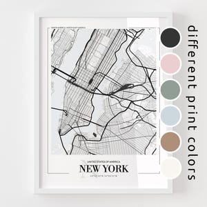 NEW YORK MAP - Personalized City Map Print of New York Minimalist Office Poster Modern Anniversary Gift Black and White Travel Gift Wall Art