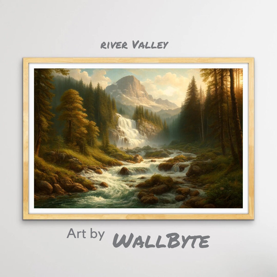 River Valley Natural Landscape Print - Wall Art Classic Home Decor ...