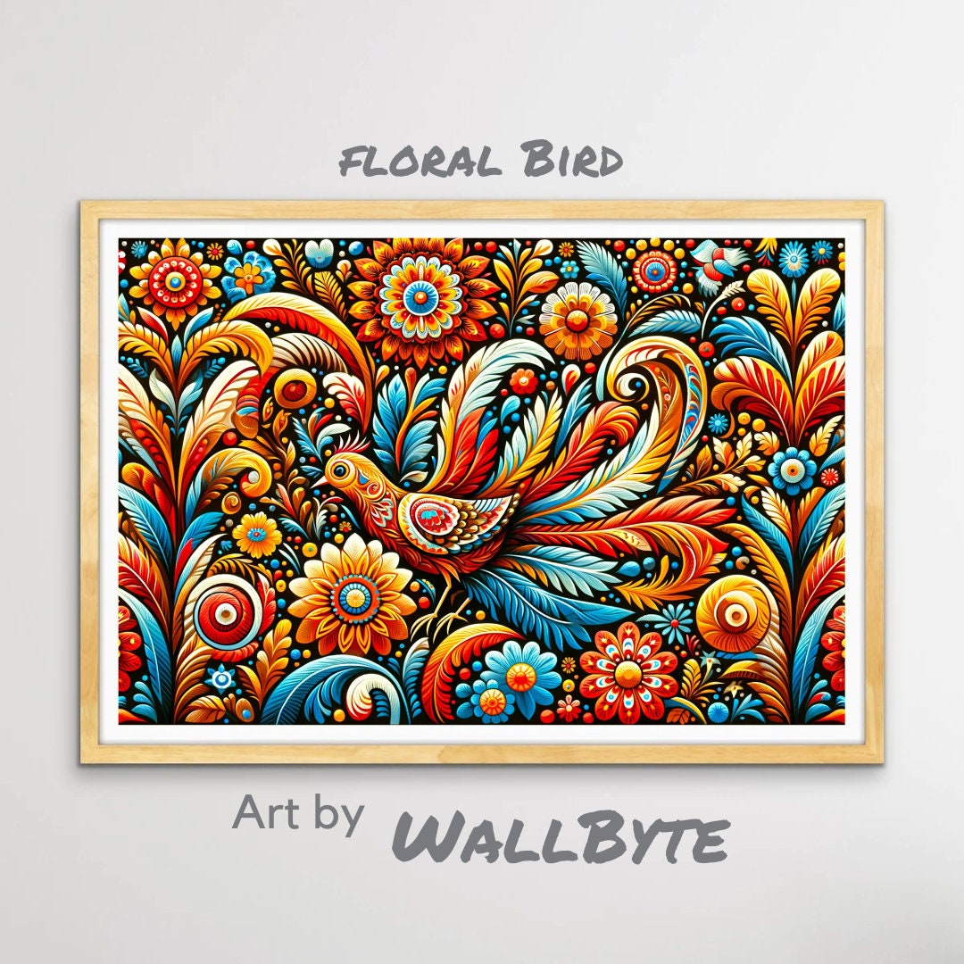 Floral Abstract Bird Colorful Wall Art Print - Home Decor Office Decor ...