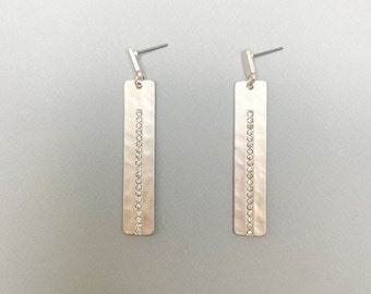 Rectangle drop earrings, Hammered Bar,Cubic, Gift, Holiday, Party, Special Occasion, Christmas