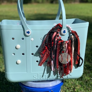 Sports bag tag, bag charm, bogg baseball tassel, beach bag, baseball charm, initial tag, bogg bag tag, sports team tassel