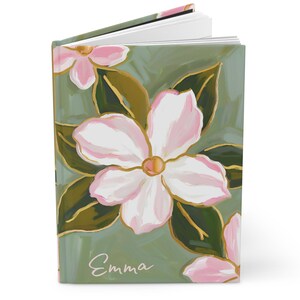 Floral Personalized Hardcover Journal, Nature-Inspired Writing Notebook Gift for Her, Personalized Flower Journal Diary,