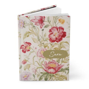 Elegant Wildflower Hardcover Personalized Journal - Custom Floral Notebook for Women, Floral Hardcover Journal - Personalized Journal