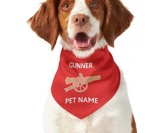 Op Arsenal FC geïnspireerde gepersonaliseerde pet-bandana met originele logo-optie (hondenkostuum en kattenkostuum)