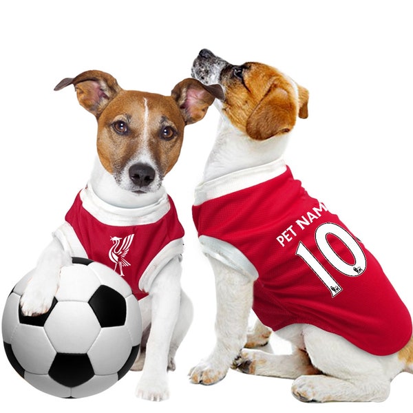 Débardeur personnalisé inspiré du Liverpool FC pour animal de compagnie 23/24 avec logo FC original (cadeau pour chien et chat)