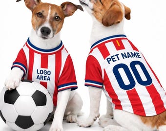 Atletico Madrid Personalised Pet Tank Top FC 26/27 with original logo (Dog Football Costume and Cat Football Costume Gift)