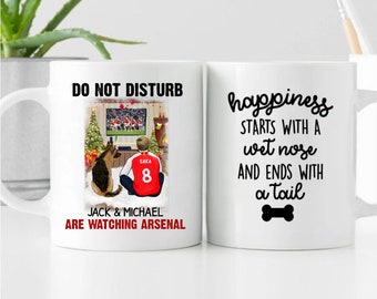 Arsenal Personalised Mug Man and Dog "Do not disturb" (Arsenal Gift for Dog lovers) - Up to 4 dogs