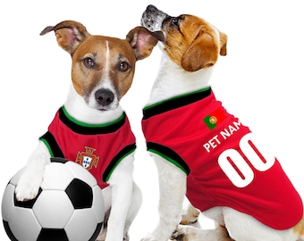 Portugal Football Euro 2024 Personalised Pet Tank Top with original FC logo (Dog Football Costume and Cat Football Costume Gift)