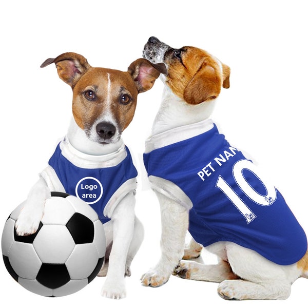 Chelsea FC Personalised Pet Tank Top 23/24 with original FC logo (Dog Football Costume and Cat Football Costume Gift)