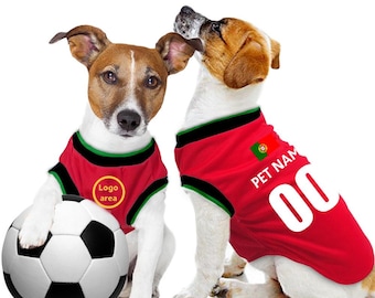 Portugal Football Personalised Pet Tank Top with original FC logo (Dog Football Costume and Cat Football Costume Gift)