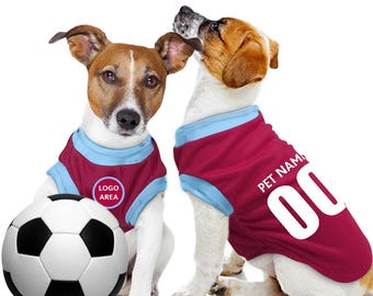 West Ham FC - New Kit Personalised Pet Tank Top 25/26 with original FC logo (Dog Football Costume and Cat Football Costume Gift)