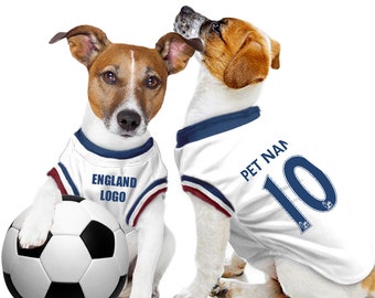 England Football Personalised World Cup 2026 Pet Tank Top with original FC logo (Custom Dog/Cat Soccer Jersey Gift)