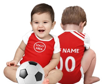 Baby Onesie Personalised Arsenal FC 26/27 with original logo (Baby Football/ Soccer Costume Gift)