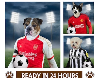 Custom Pet Portrait, Football Lover Gift, English Soccer with original logo option (Digital Prints and Mug Options)