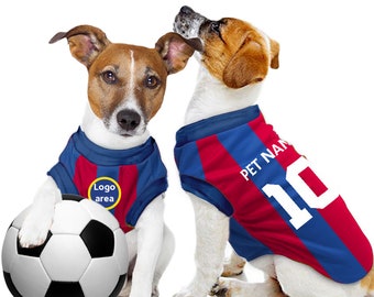 Barcelona Personligt Linne för Husdjur FC 25/26 med Original FC-logotyp (Fotbollsdräkt för Hund och Fotbollsdräkt för Katt Gåva)