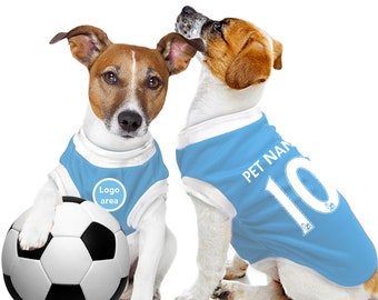 Débardeur personnalisé pour animaux de compagnie Manchester City FC 23/24 avec logo original du FC (Costume de football pour chien et cadeau de costume de football pour chat)