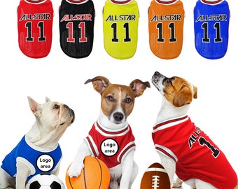 Maßgeschneidertes Haustier-Tanktop für jede Sportmannschaft: Fußballmannschaft, Rugby-Mannschaft, Fußballmannschaft, ... (Hundesportkostüm und Katzensportkostüm)