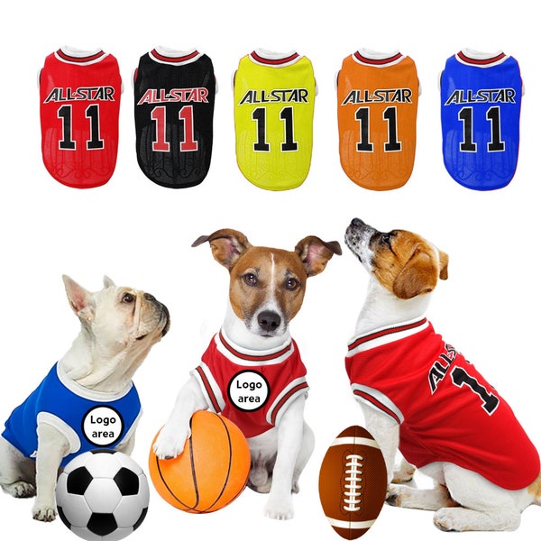 Maßgeschneidertes Haustier-Tanktop für jede Sportmannschaft: Fußballmannschaft, Rugby-Mannschaft, Fußballmannschaft, ... (Hundesportkostüm und Katzensportkostüm)