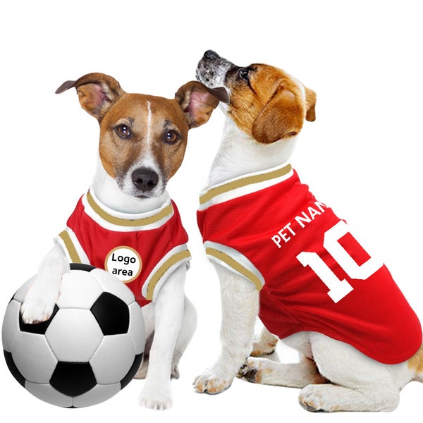 Arsenal -Inspired Personalised Pet Tank Top FC 23/24 with original FC logo (Dog Football Costume and Cat Football Costume Gift)