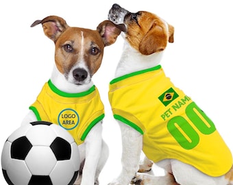 Camiseta de tirantes personalizada para mascota del Mundial 2026 de Brasil con el logotipo original del FC (camiseta de fútbol personalizada para perro o gato, regalo)