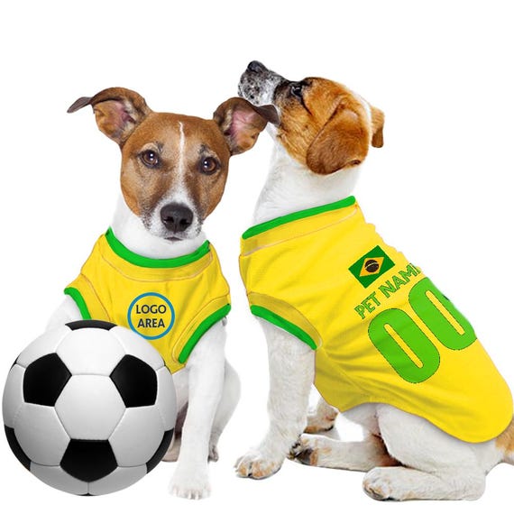 Brazil Football Personalised World Cup 2026 Pet Tank Top with original FC logo (Custom Dog/Cat Soccer Jersey Gift)