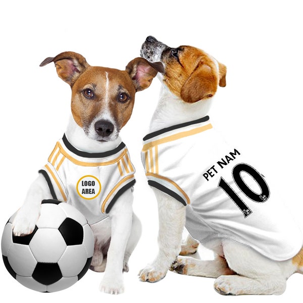 Real Madrid Personalised Pet Tank Top FC 23/24 with original FC logo (Dog Football Costume and Cat Football Costume Gift)