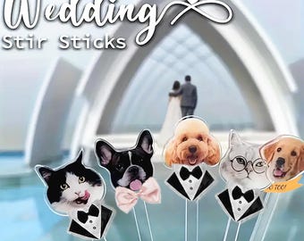 Personalized YOUR Dog Pet Stir Sticks, Signature Drink, I Do Too & Dog Of Honor, Wedding Cocktail Stirrers, Wedding Swizzle