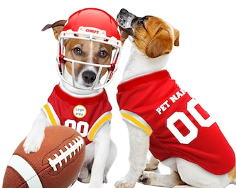 Kansas City Chiefs - Débardeur inspiré personnalisé pour animaux de compagnie FC 23/24 avec logo FC original (cadeau costume de chien et costume de chat)