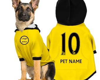 Borussia Dortmund Personalised Pet Hoodie 23/24 with original FC logo (Dog Football Costume and Cat Football Costume Gift)