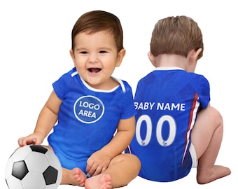 Baby Onesie Personalised Chelsea FC 26/27 with original logo (Baby Football/ Soccer Costume Gift)