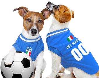 Italy Football Euro 2024 Personalised Pet Tank Top with original FC logo (Dog Football Costume and Cat Football Costume Gift)