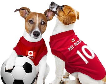Canada Football/Soccer Personalised World Cup 2026 Pet Tank Top with original FC logo (Custom Dog/Cat Soccer Jersey Gift)