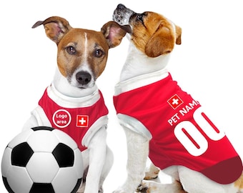 Switzerland Football Personalised Pet Tank Top with original FC logo (Dog Football Costume and Cat Football Costume Gift)