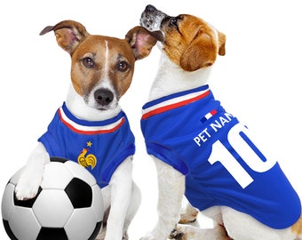France Football Euro 2024 Personalised Pet Tank Top with original FC logo (Dog Football Costume and Cat Football Costume Gift)