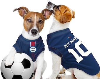 Débardeur personnalisé pour animal de compagnie PSG Paris Saint-Germain FC 25/26 avec logo FC original (cadeau costume de football pour chien et costume de football pour chat)