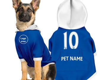 Chelsea -Inspired Personalised Pet Hoodie FC 26/27 with original FC logo (Dog Football Costume and Cat Football Costume Gift)