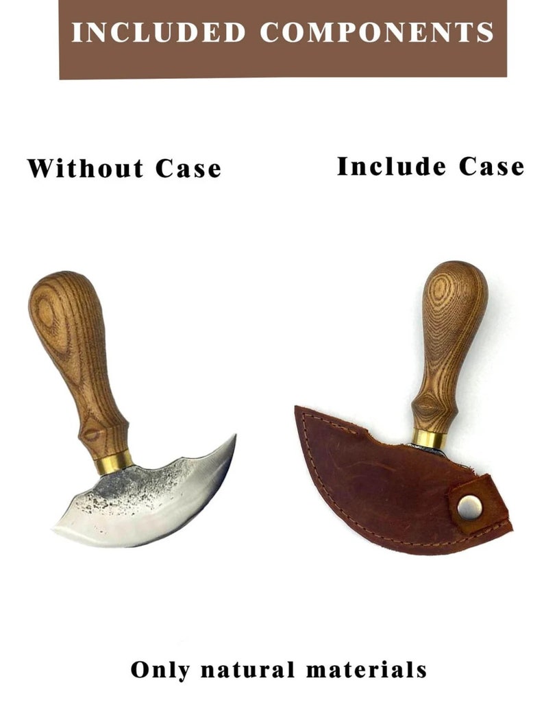 Leather Round Knife. Skinning Knife. Small Head Round