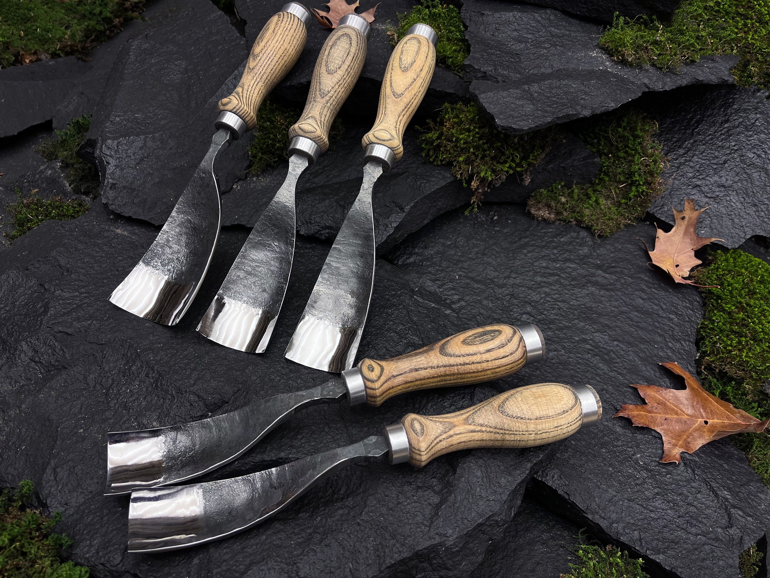 Bent Gouge Set 5pcs. Wood Carving Gouge. Rounded Chisel. Bent