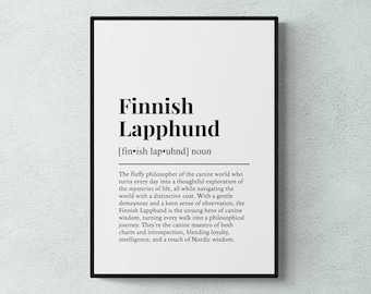 Finlandais Lapphund Funny Definition Dog Wall Art Print | Téléchargement numérique imprimable