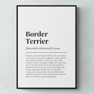 Border Terrier Definition Print, Funny Pet Wall Art, Dog Gift